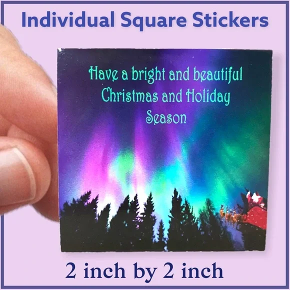 100 (2x2 Inch) Square Stickers, Christmas, Santa Aurora Thank You, PRICE IS FIRM - Picture 1 of 1